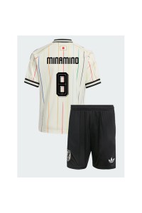 Japani Takumi Minamino #8 Jalkapallovaatteet Lasten Vieraspeliasu MM-kisat 2026 Lyhythihainen (+ Lyhyet housut)